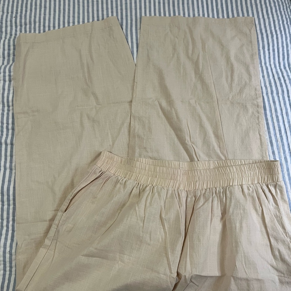Linen-look cotton pants